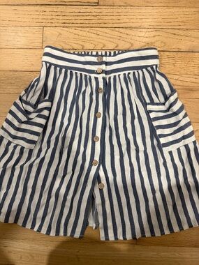 Mayoral Navy and White Striped Skirt